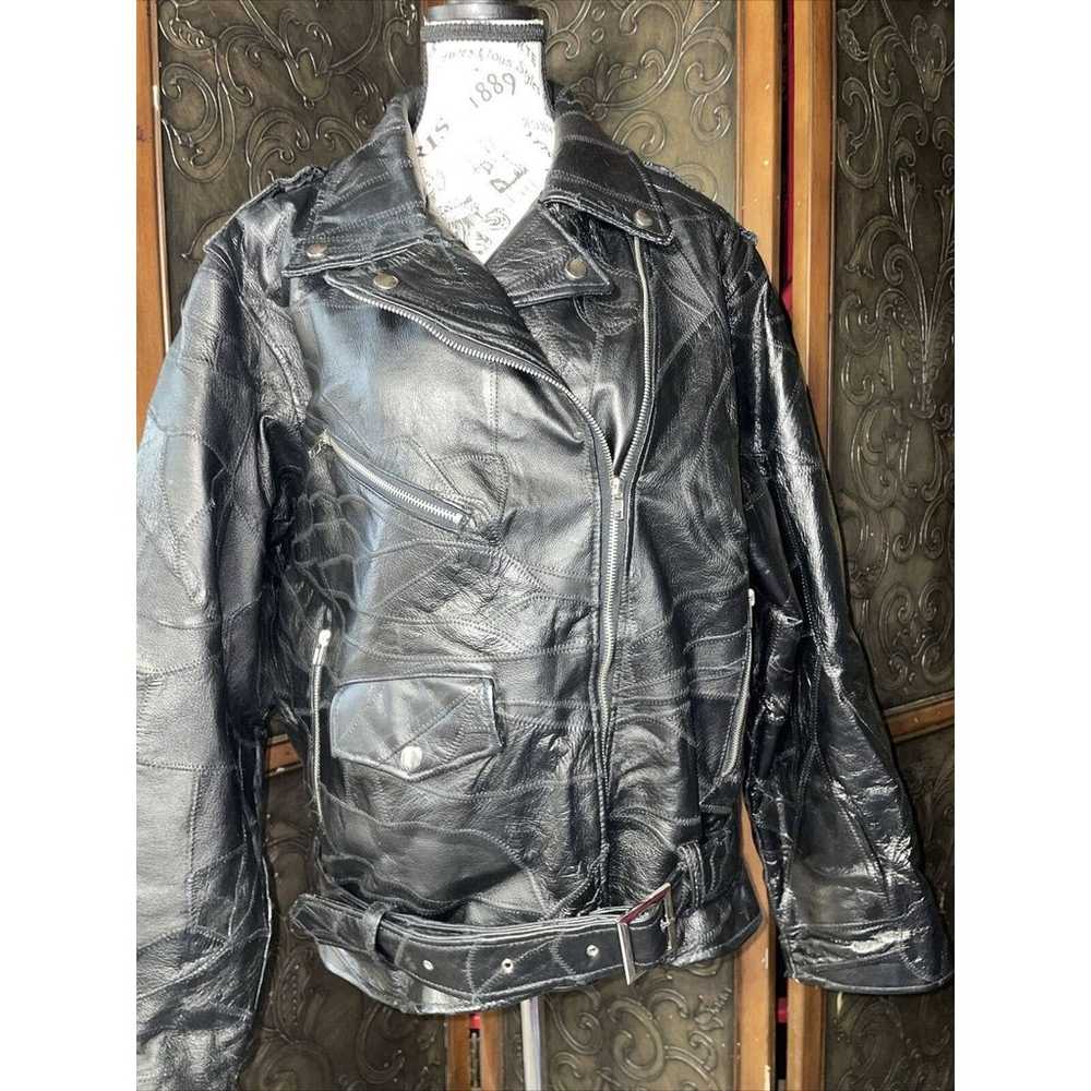 God Bless America Black Leather Jacket with Eagle… - image 2