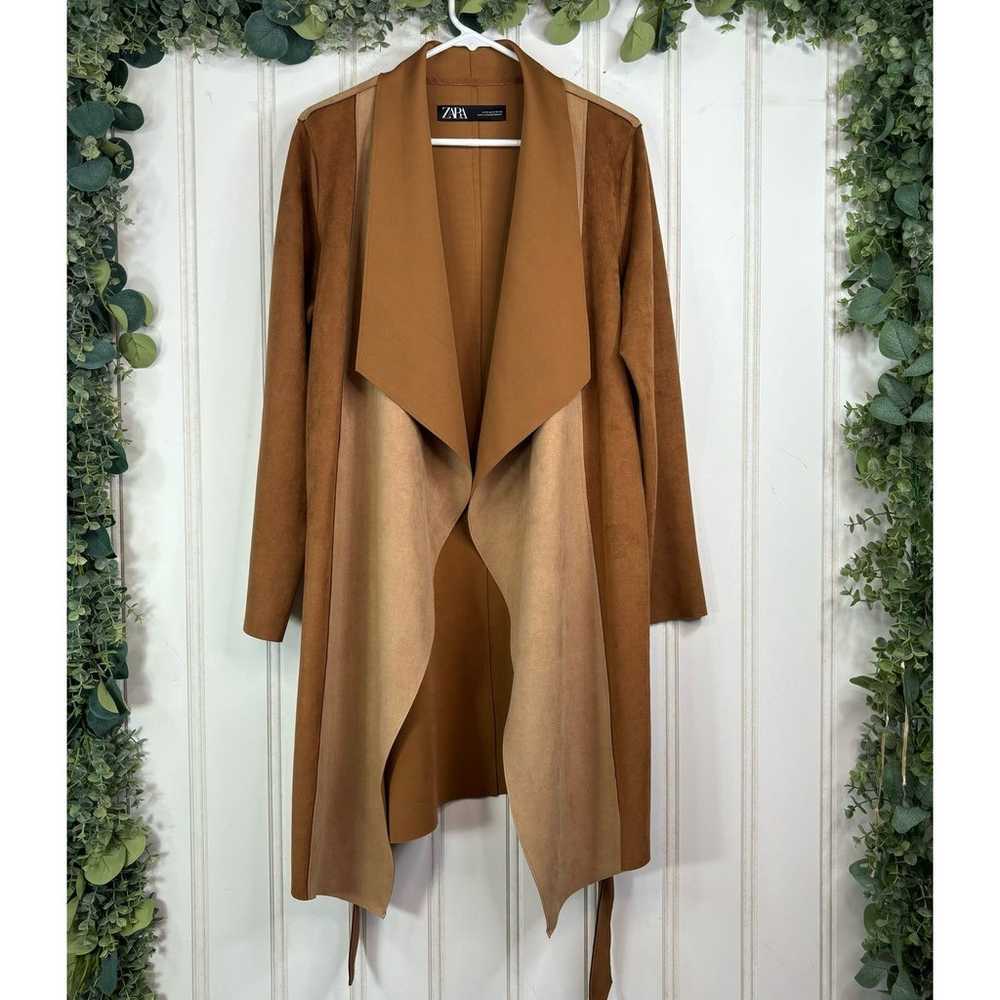 Zara Patchwork Brown Faux Suede Jacket - size S - image 5