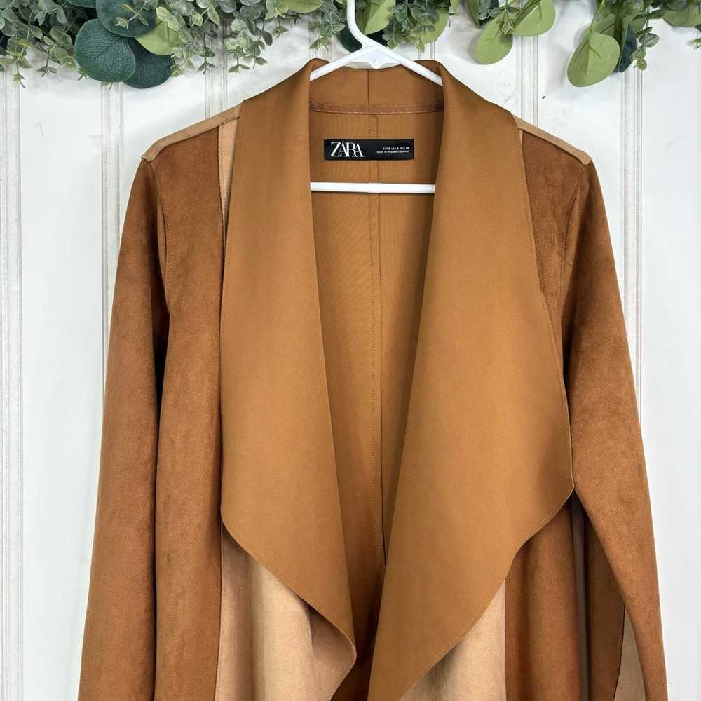 Zara Patchwork Brown Faux Suede Jacket - size S - image 7