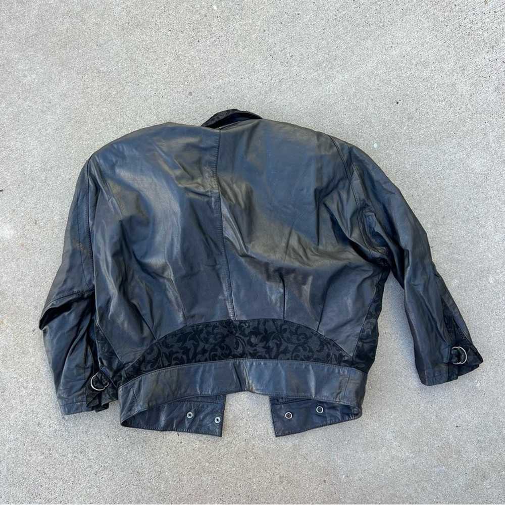Vintage 80s Now Next genuine leather black Moto b… - image 2