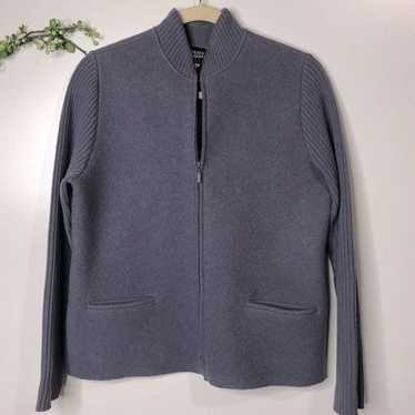 Eileen Fisher Purple Wool Jacket Zip Front Sweater - image 1