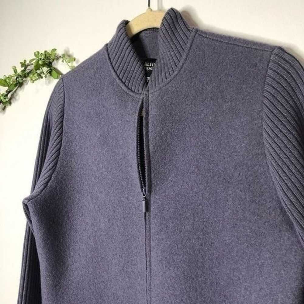 Eileen Fisher Purple Wool Jacket Zip Front Sweater - image 7