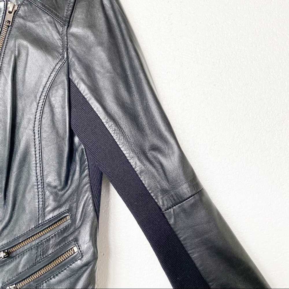 Halogen Black Leather Moto Jacket Size Small - image 4