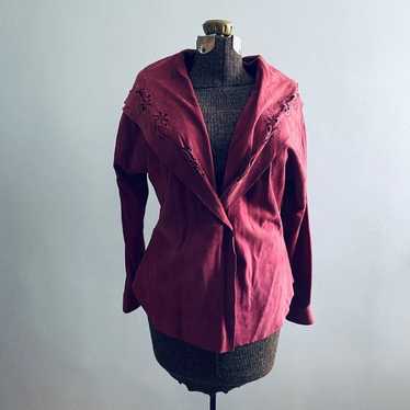vintage maroon suede jacket - image 1