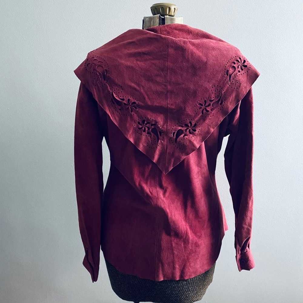 vintage maroon suede jacket - image 2