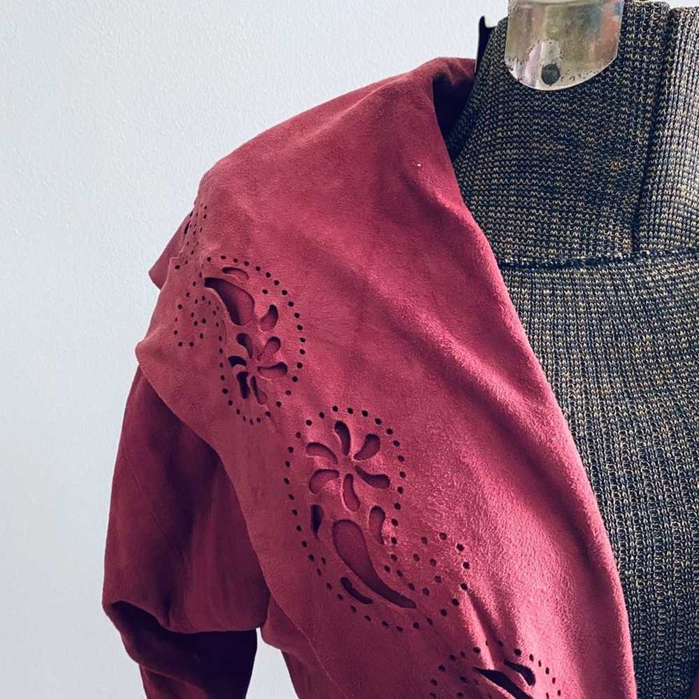 vintage maroon suede jacket - image 3