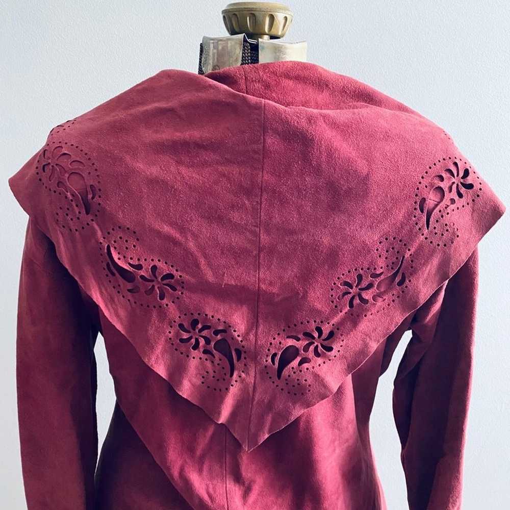 vintage maroon suede jacket - image 4
