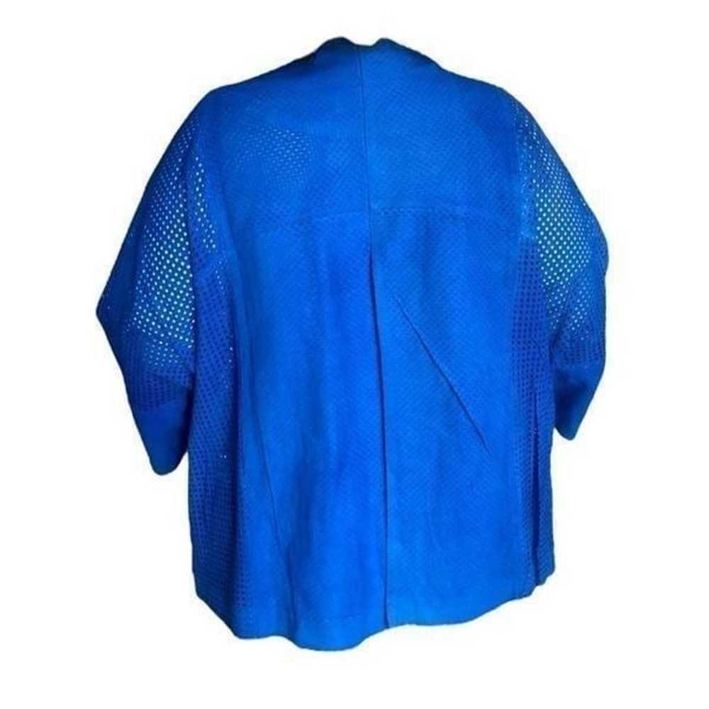 Women's blue genuine suede leather vintage jacket - image 2