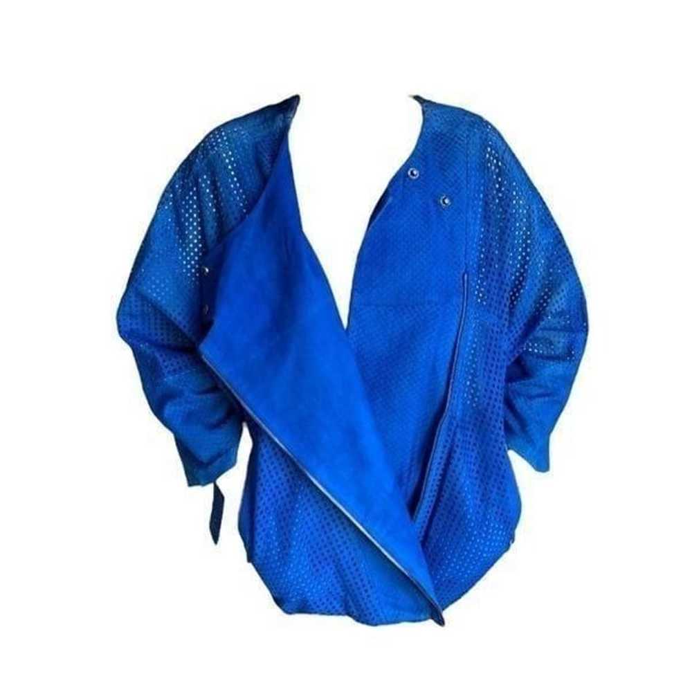 Women's blue genuine suede leather vintage jacket - image 4