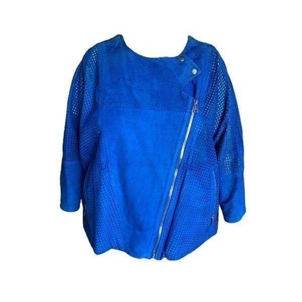 Women's blue genuine suede leather vintage jacket - image 5
