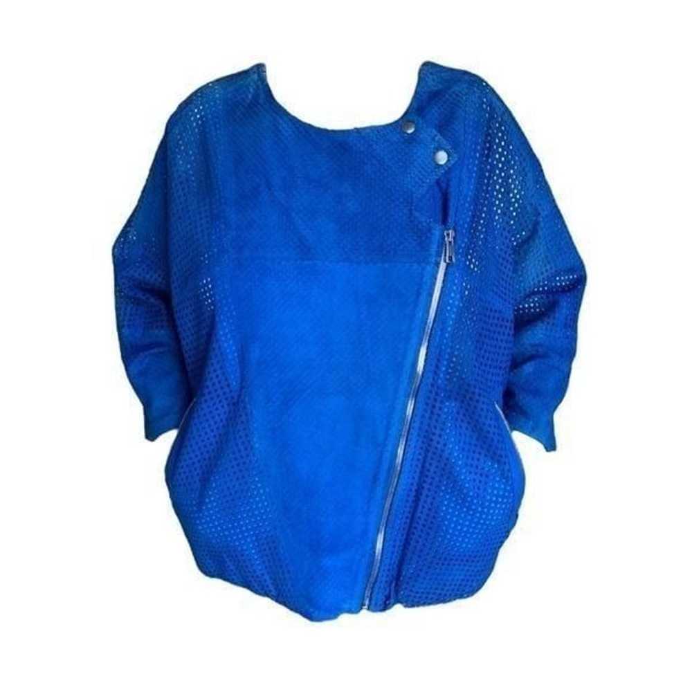 Women's blue genuine suede leather vintage jacket - image 8