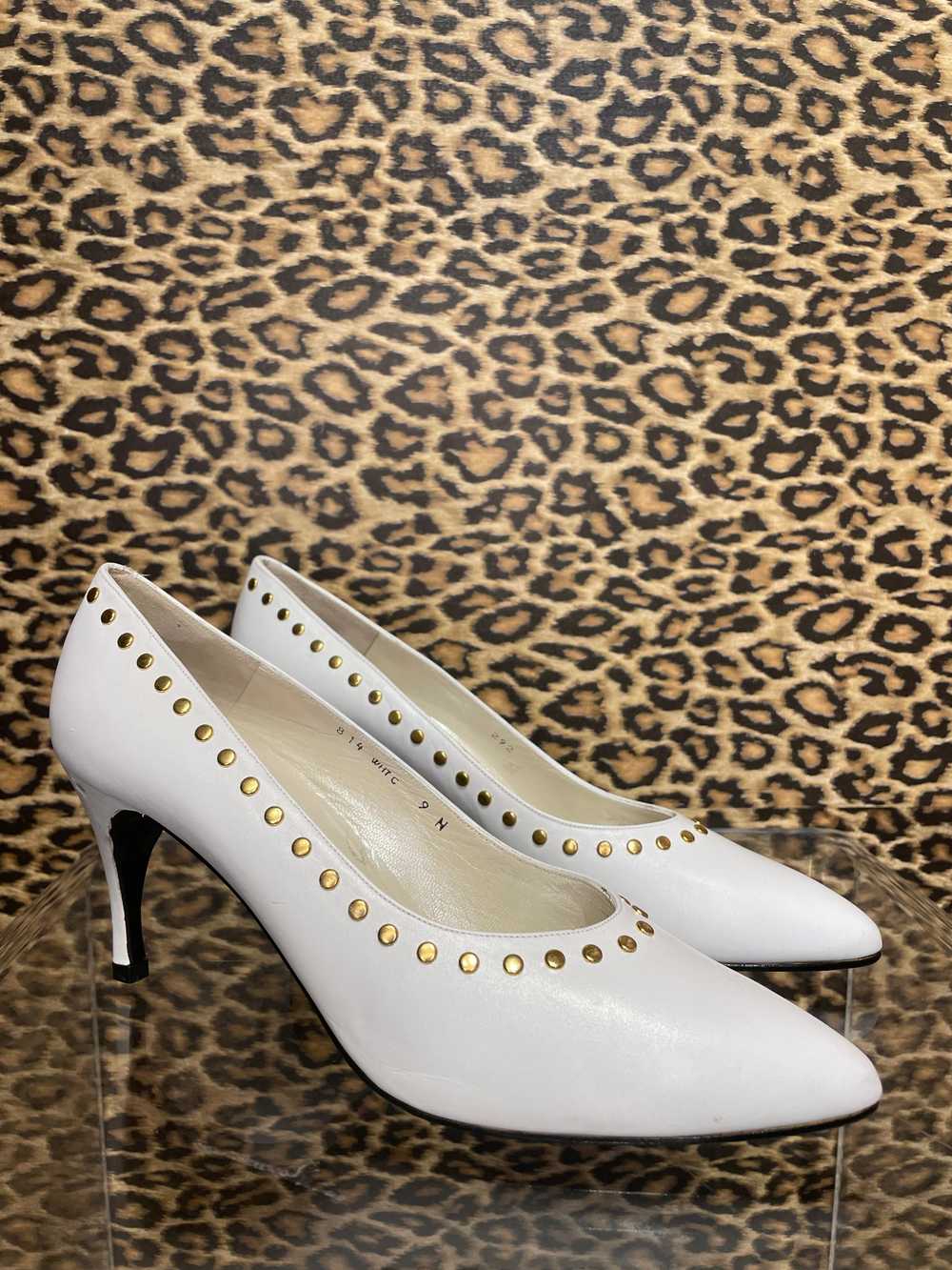 1980’s White Studded Pumps - image 2