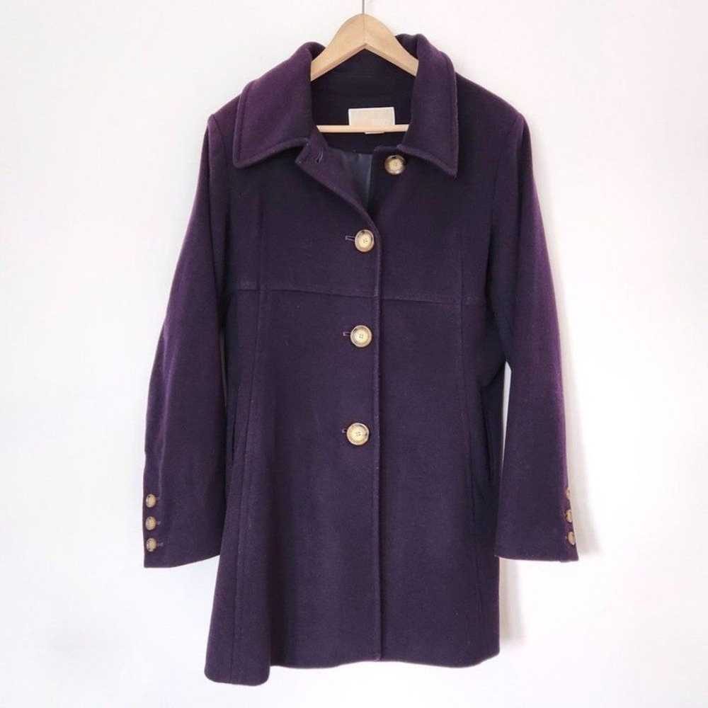 Michael Kors Cashmere Purple Wool Coat Tortoise S… - image 1