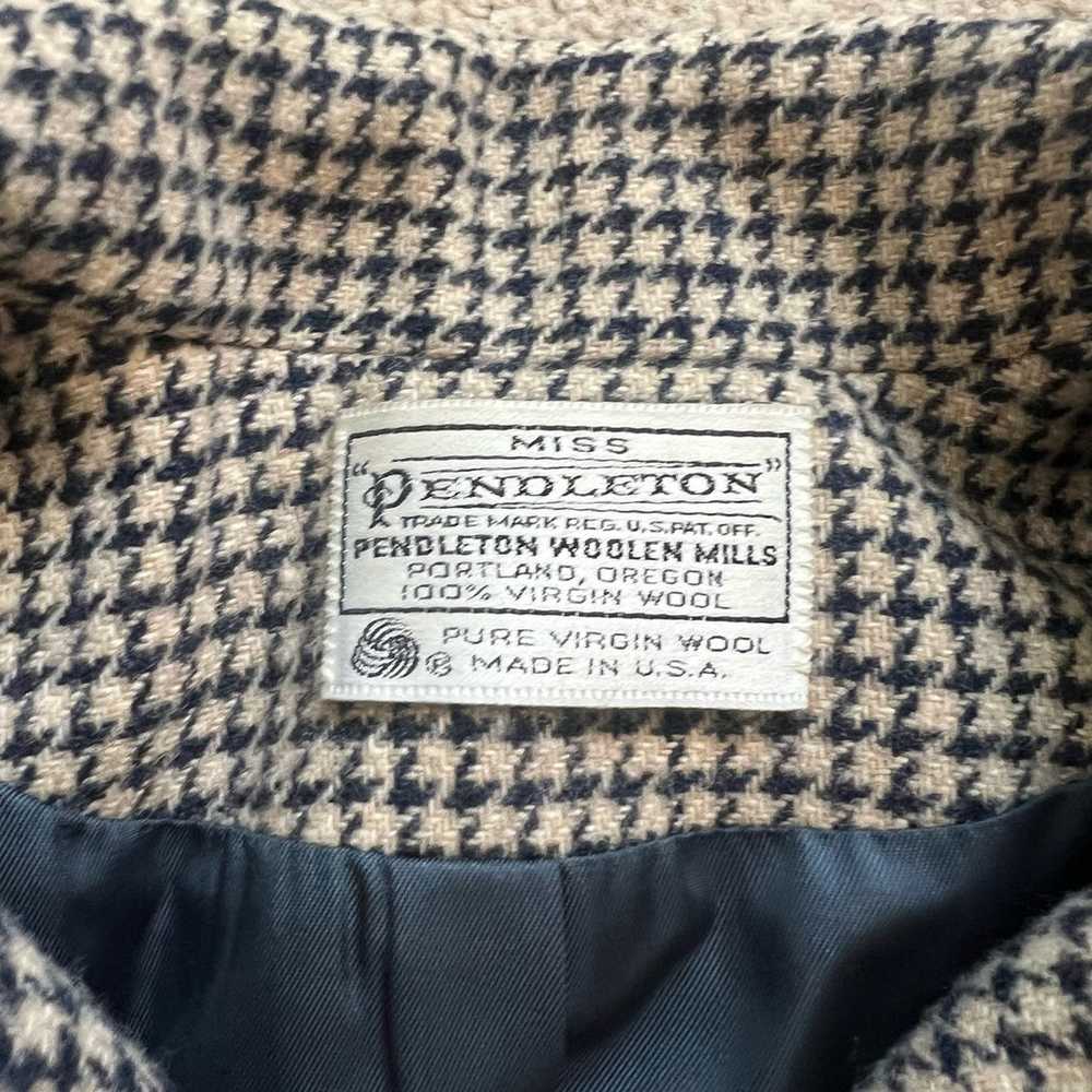 Vintage 80s Miss Pendleton Wool Navy Blue Cream H… - image 9
