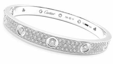 Authentic! Cartier Love 18k White Gold Diamond Pa… - image 1