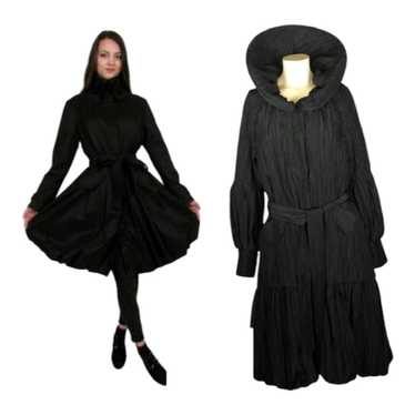 Samuel Dong Black Bubble Hem Trench Dress Coat si… - image 1