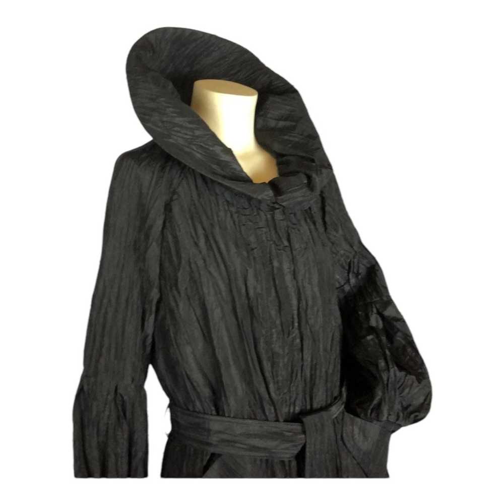 Samuel Dong Black Bubble Hem Trench Dress Coat si… - image 2