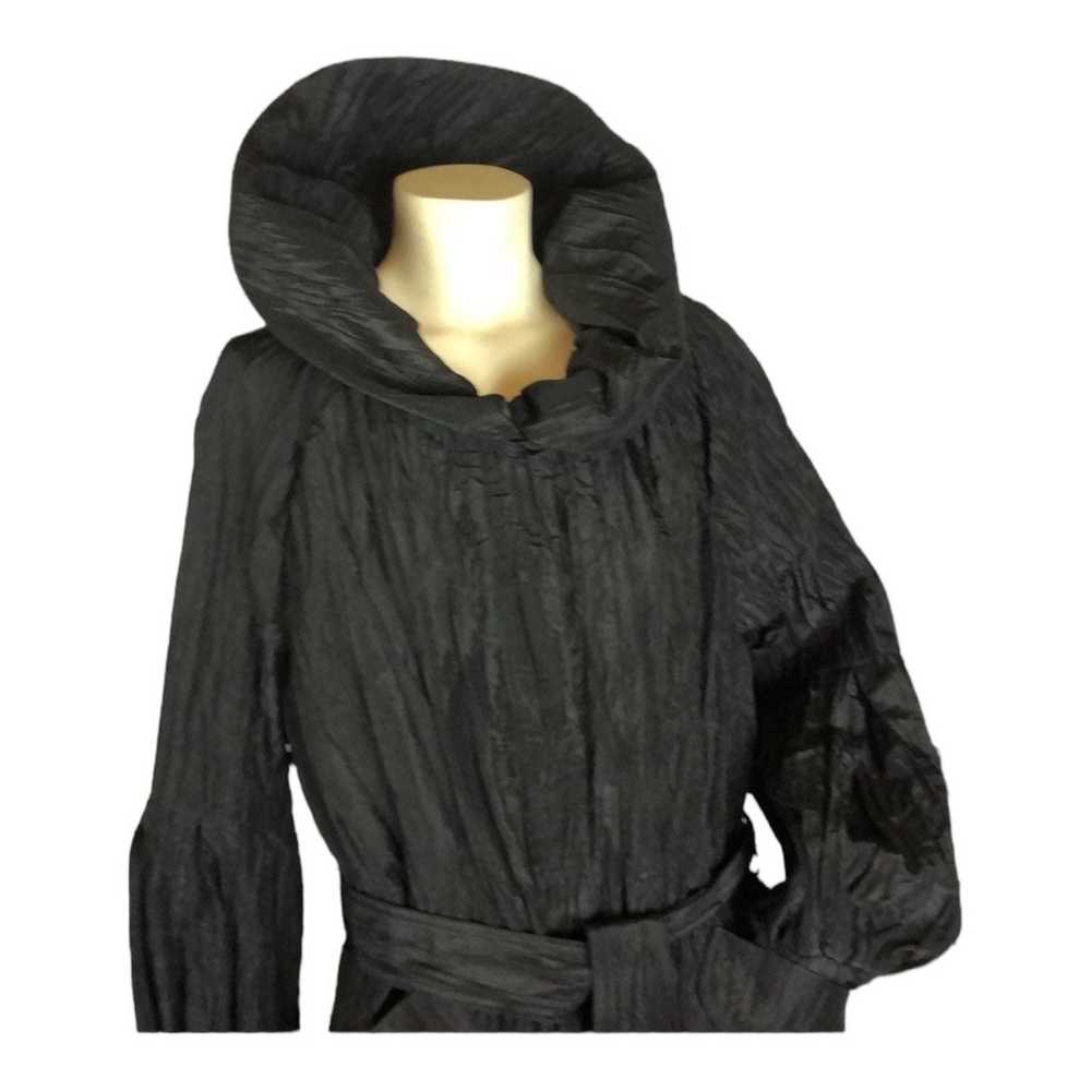 Samuel Dong Black Bubble Hem Trench Dress Coat si… - image 3