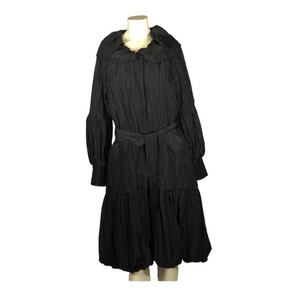 Samuel Dong Black Bubble Hem Trench Dress Coat si… - image 5