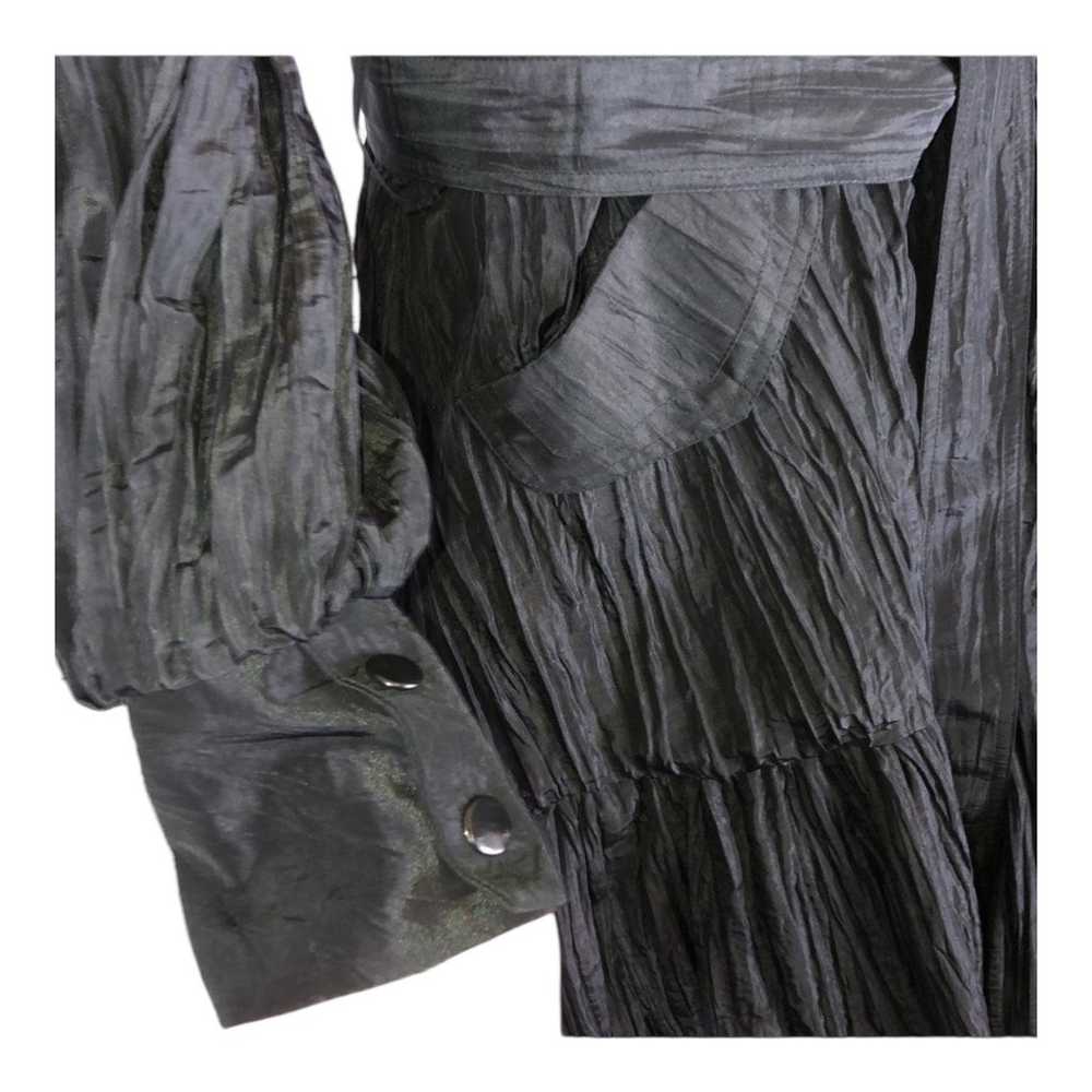 Samuel Dong Black Bubble Hem Trench Dress Coat si… - image 7