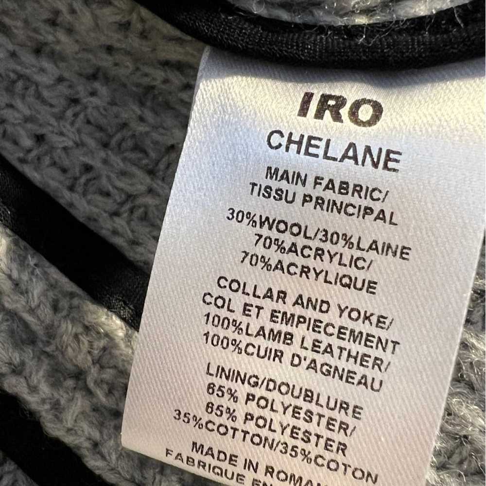 IRO Chelane Leather Trimmed Grey Knit Mock Neck Z… - image 10