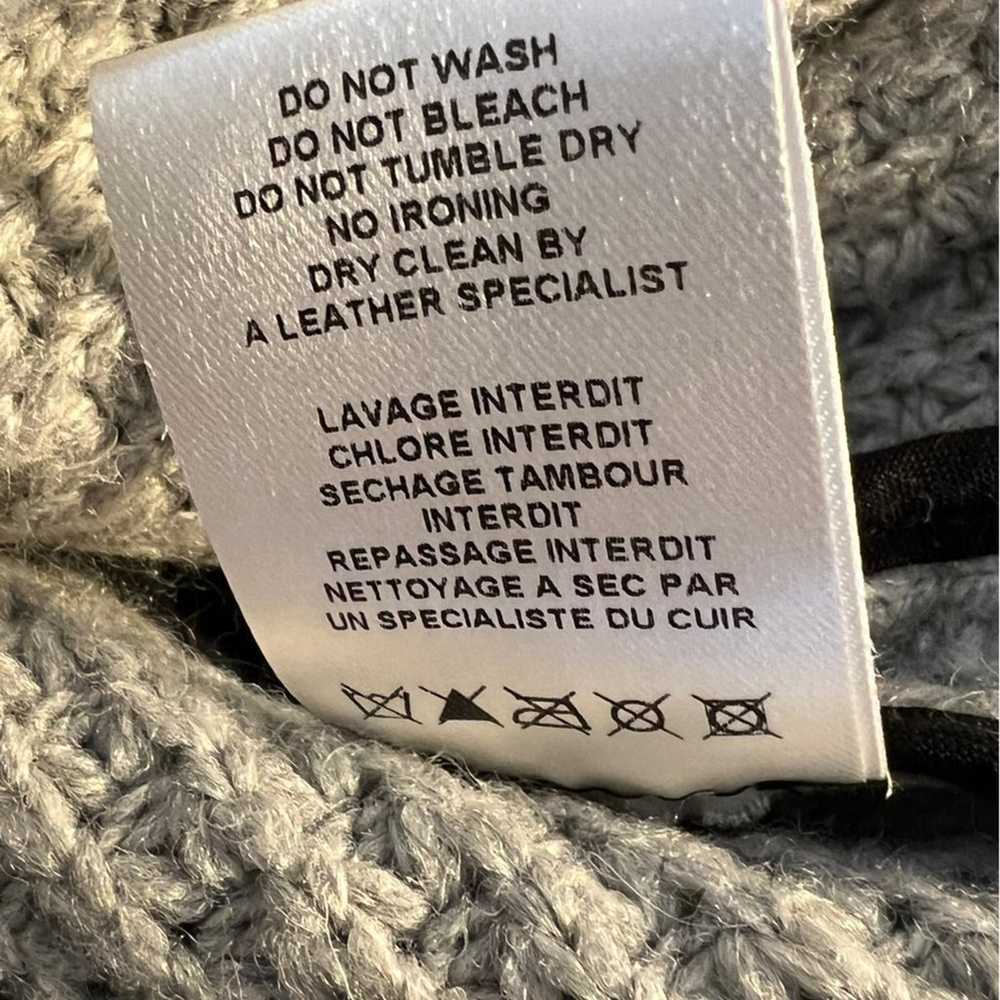 IRO Chelane Leather Trimmed Grey Knit Mock Neck Z… - image 11