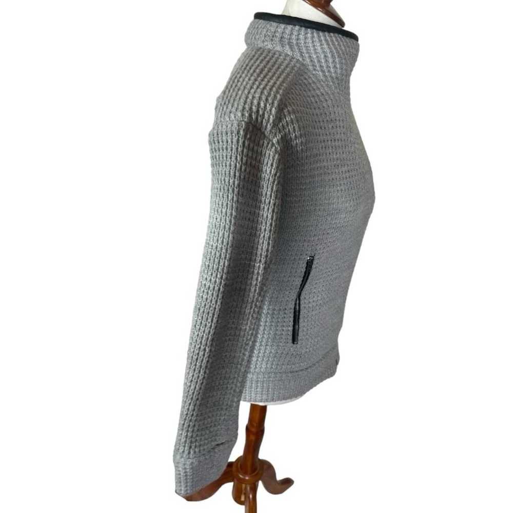 IRO Chelane Leather Trimmed Grey Knit Mock Neck Z… - image 4