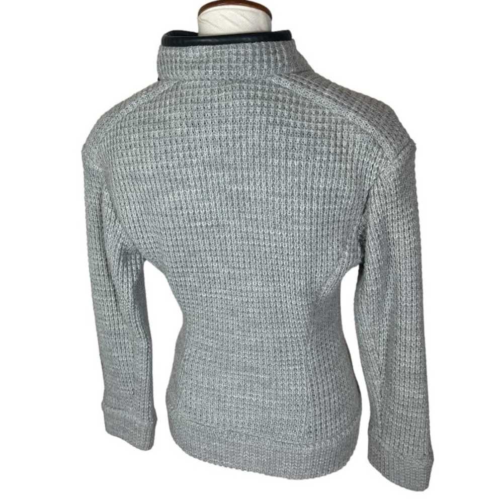 IRO Chelane Leather Trimmed Grey Knit Mock Neck Z… - image 8