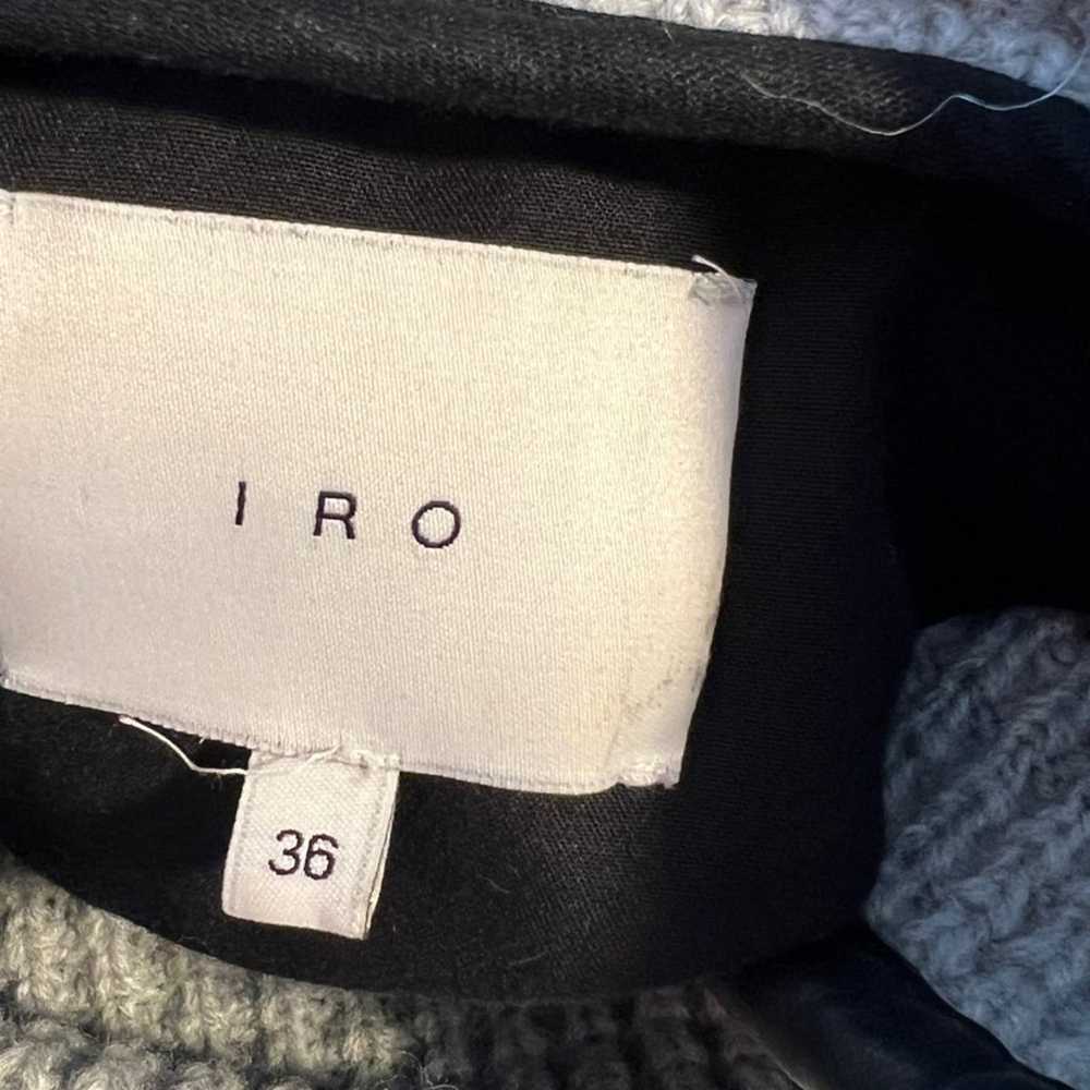 IRO Chelane Leather Trimmed Grey Knit Mock Neck Z… - image 9