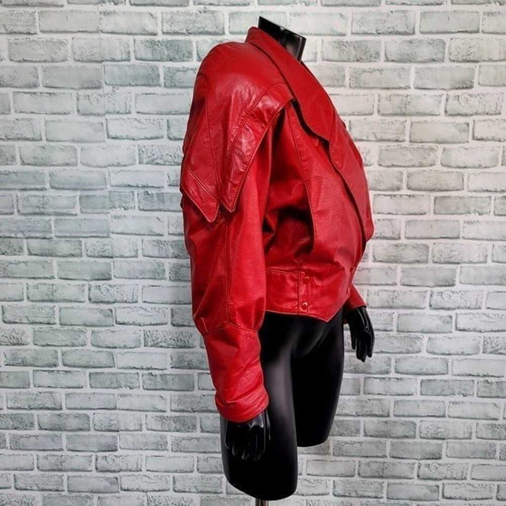 Vintage 80s Comint S Red Leather Cropped Jacket D… - image 5