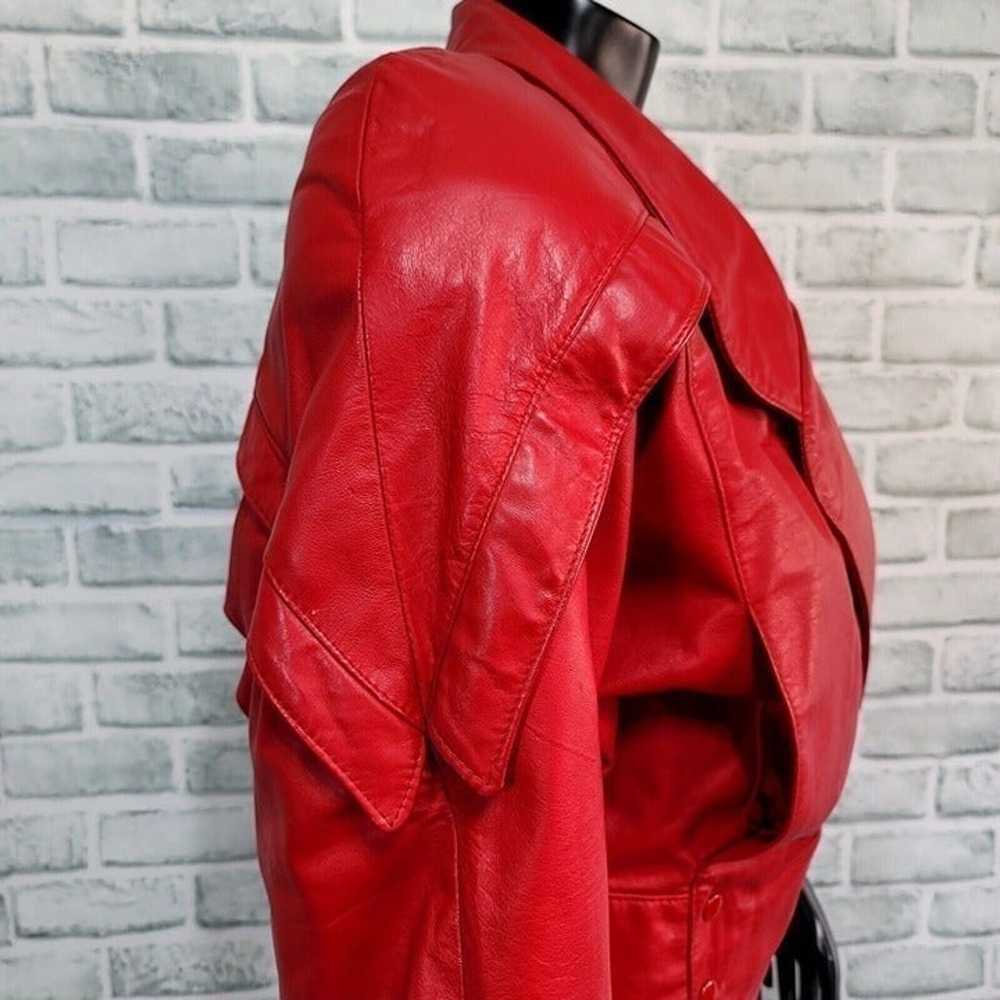 Vintage 80s Comint S Red Leather Cropped Jacket D… - image 6