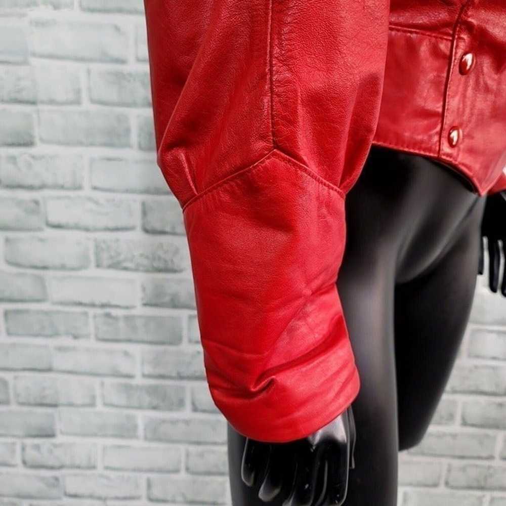 Vintage 80s Comint S Red Leather Cropped Jacket D… - image 7