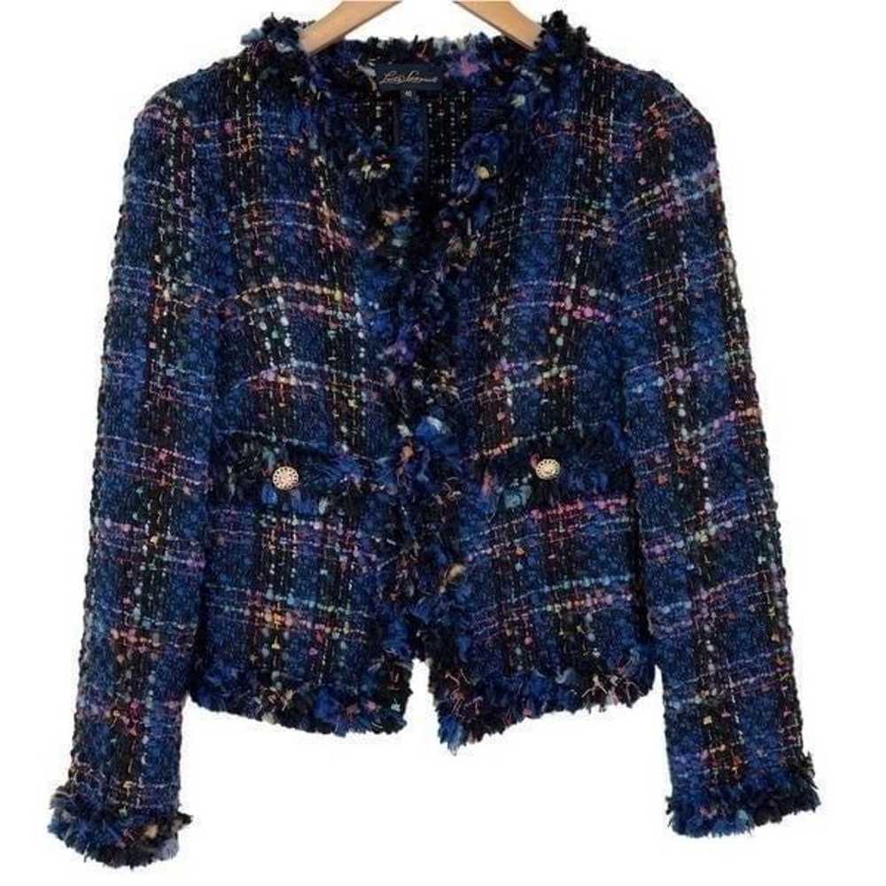 Luisa Spagnoli Tweed Jacket Fringe Wool Blend Wom… - image 1