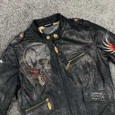 ed hardy rhinestone biker jacket - image 1