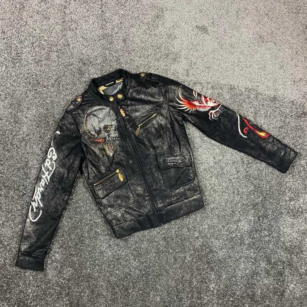 ed hardy rhinestone biker jacket - image 3