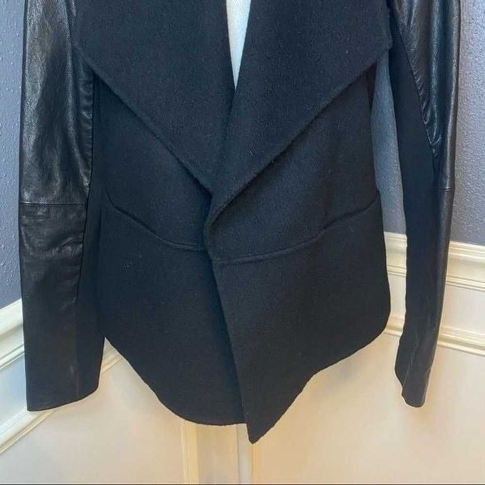 Vince Leather Sleeve Boiled Wool Jacket - image 4