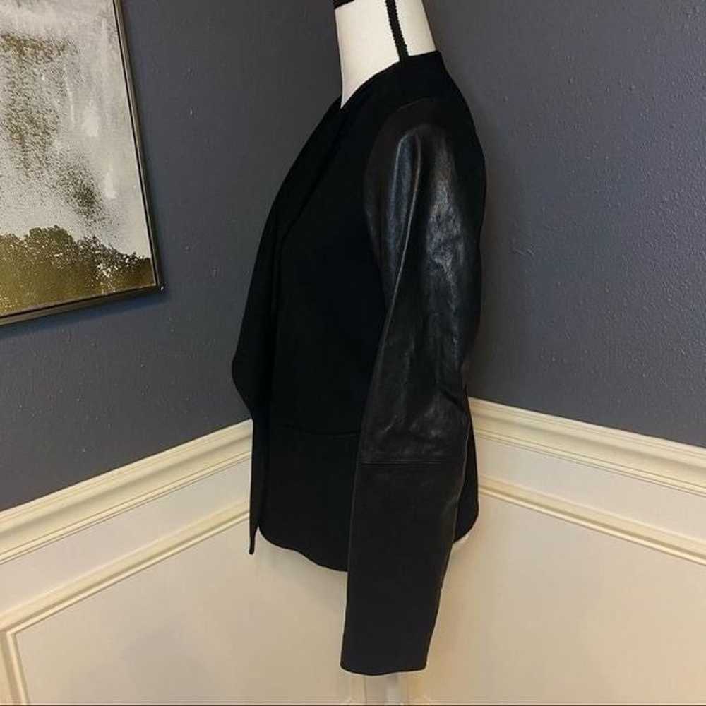 Vince Leather Sleeve Boiled Wool Jacket - image 6
