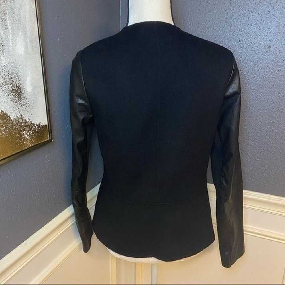 Vince Leather Sleeve Boiled Wool Jacket - image 8