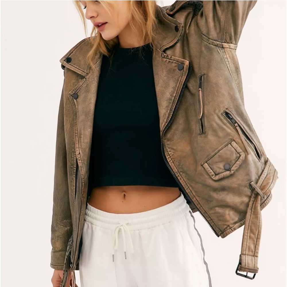 Free People Over You Leather Moto Jacket - image 2