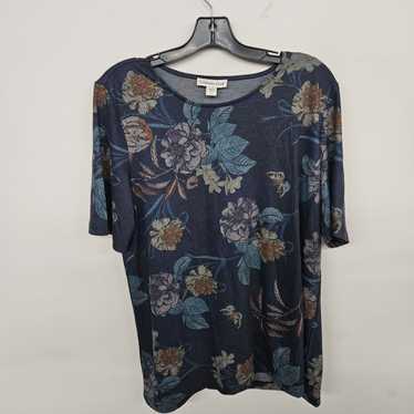 Coldwater Creek Midnight Navy Floral T-shirt - image 1
