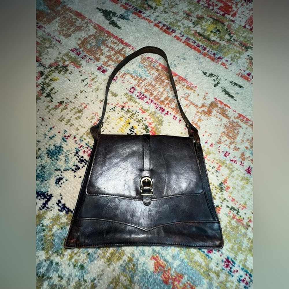 Vintage Black Leather Satchel - image 1