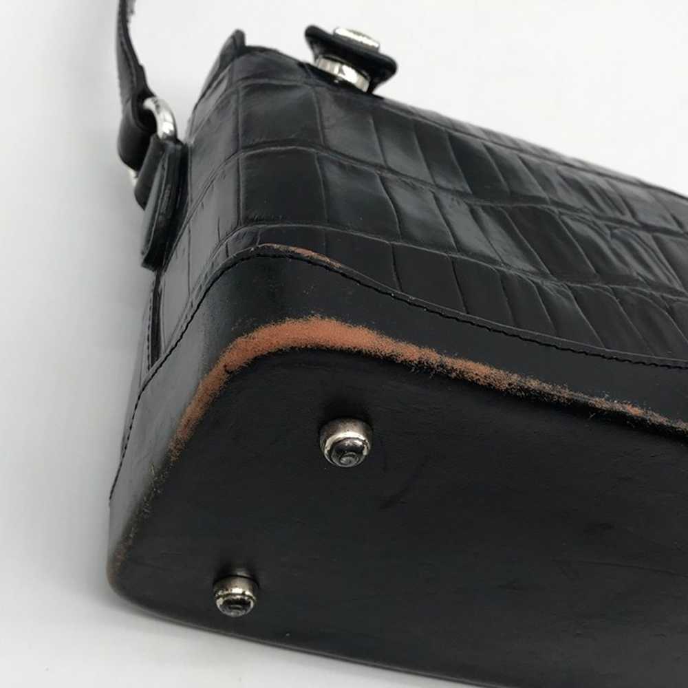 Vintage Brighton Black Croc Embossed Leather Bagu… - image 6