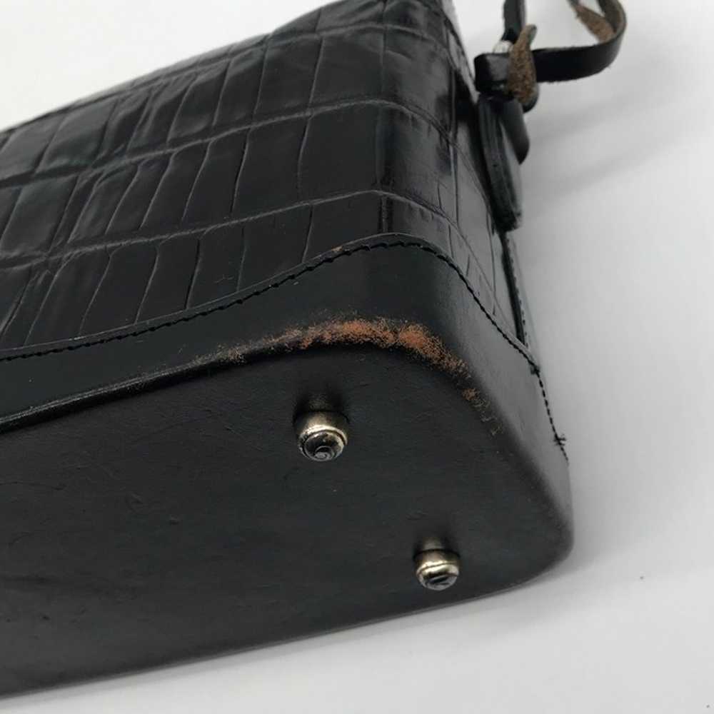 Vintage Brighton Black Croc Embossed Leather Bagu… - image 7