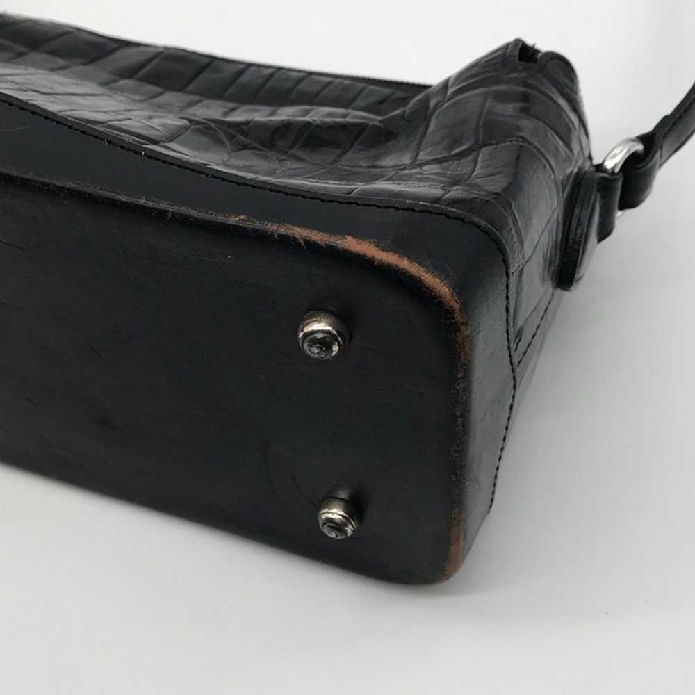 Vintage Brighton Black Croc Embossed Leather Bagu… - image 8