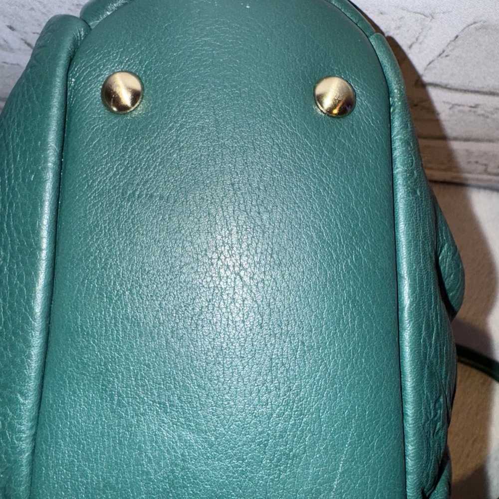 MCM EUC Monogram Green Leather Zip Tote - image 12