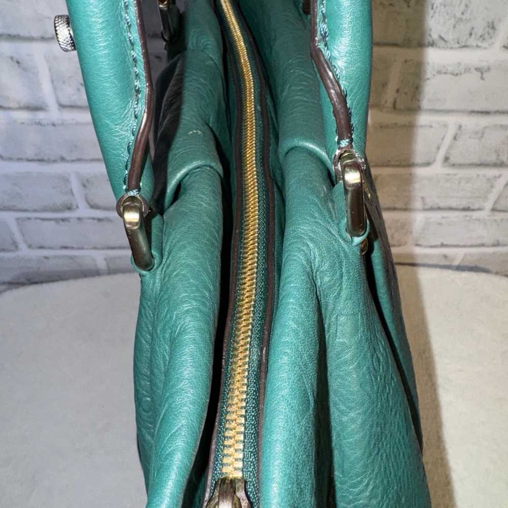 MCM EUC Monogram Green Leather Zip Tote - image 5