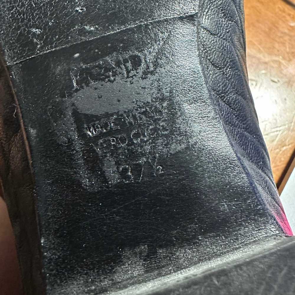 Fendi black leather point toe flat with patent bu… - image 10