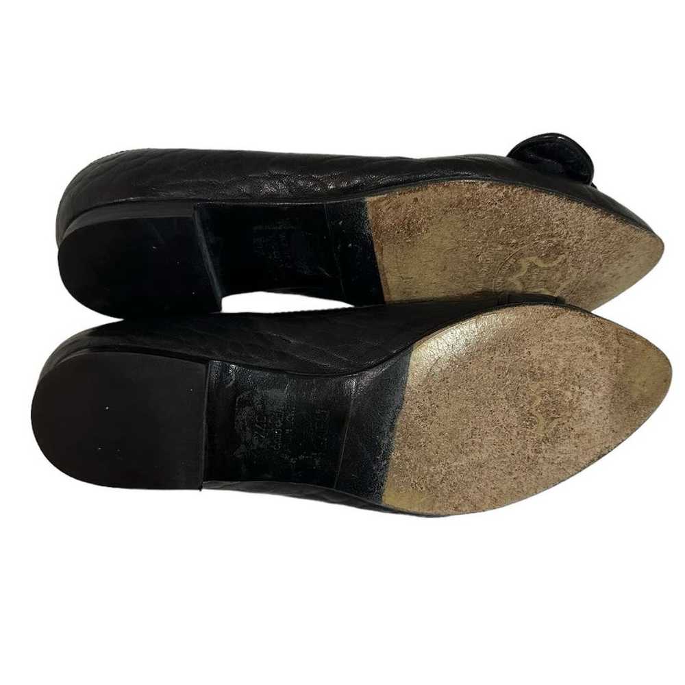 Fendi black leather point toe flat with patent bu… - image 8