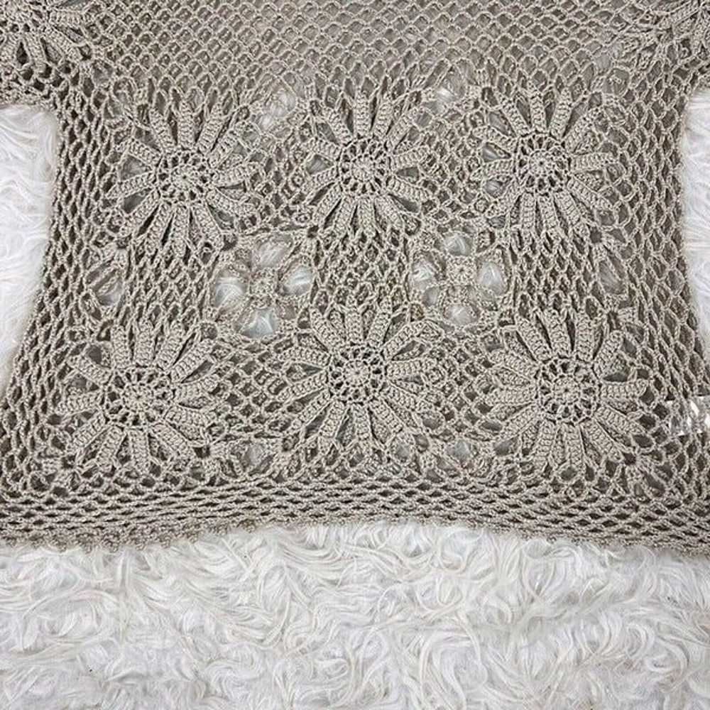 Roz & Ali Vintage Cottagecore Creamy Tan Crochet … - image 10