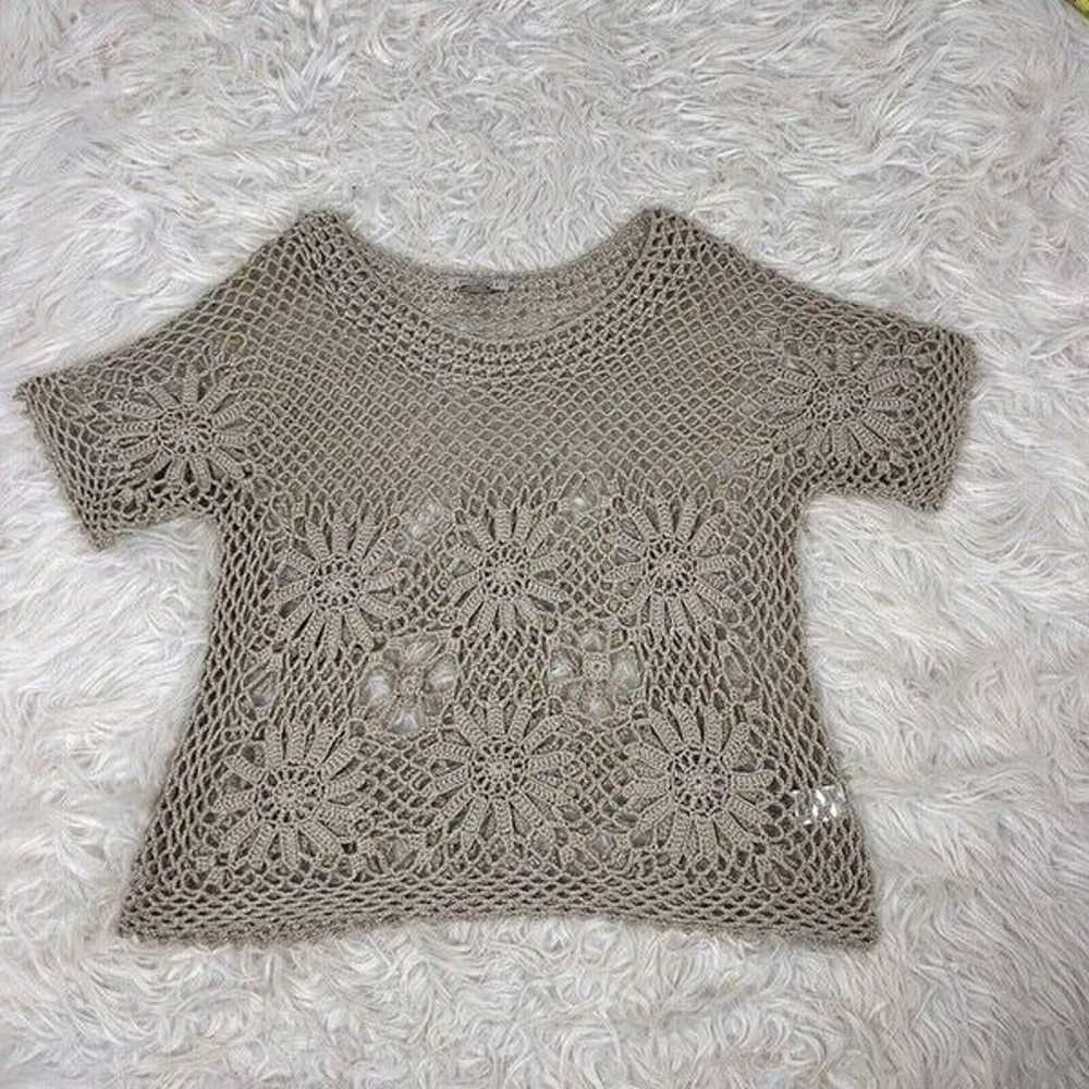 Roz & Ali Vintage Cottagecore Creamy Tan Crochet … - image 1
